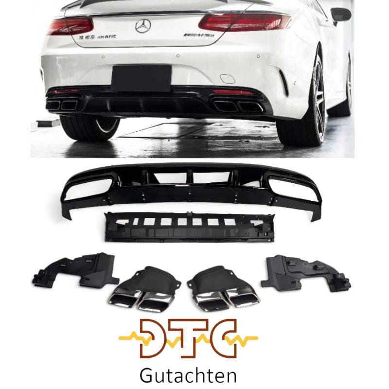 Mercedes S-Klasse C217 A217 Diffusor + Auspuffblenden (Chrom) BestTuning
